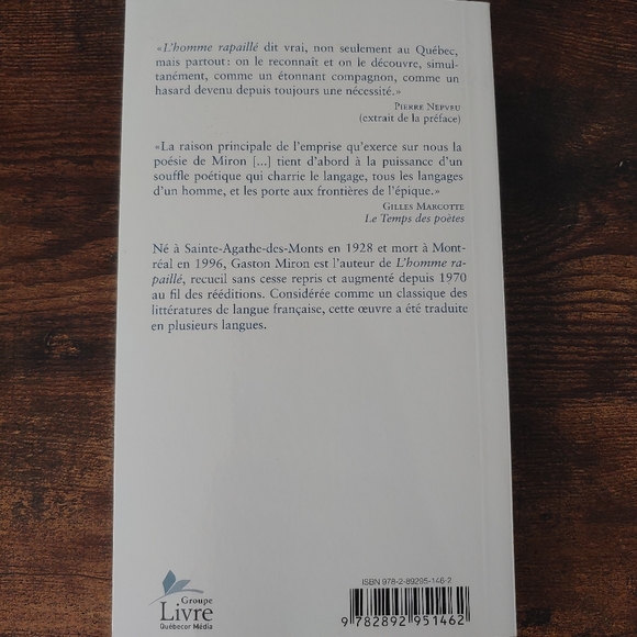 NWOT, Roman, L'homme rapaillé, par: Gaston Miron. - Picture 2 of 3